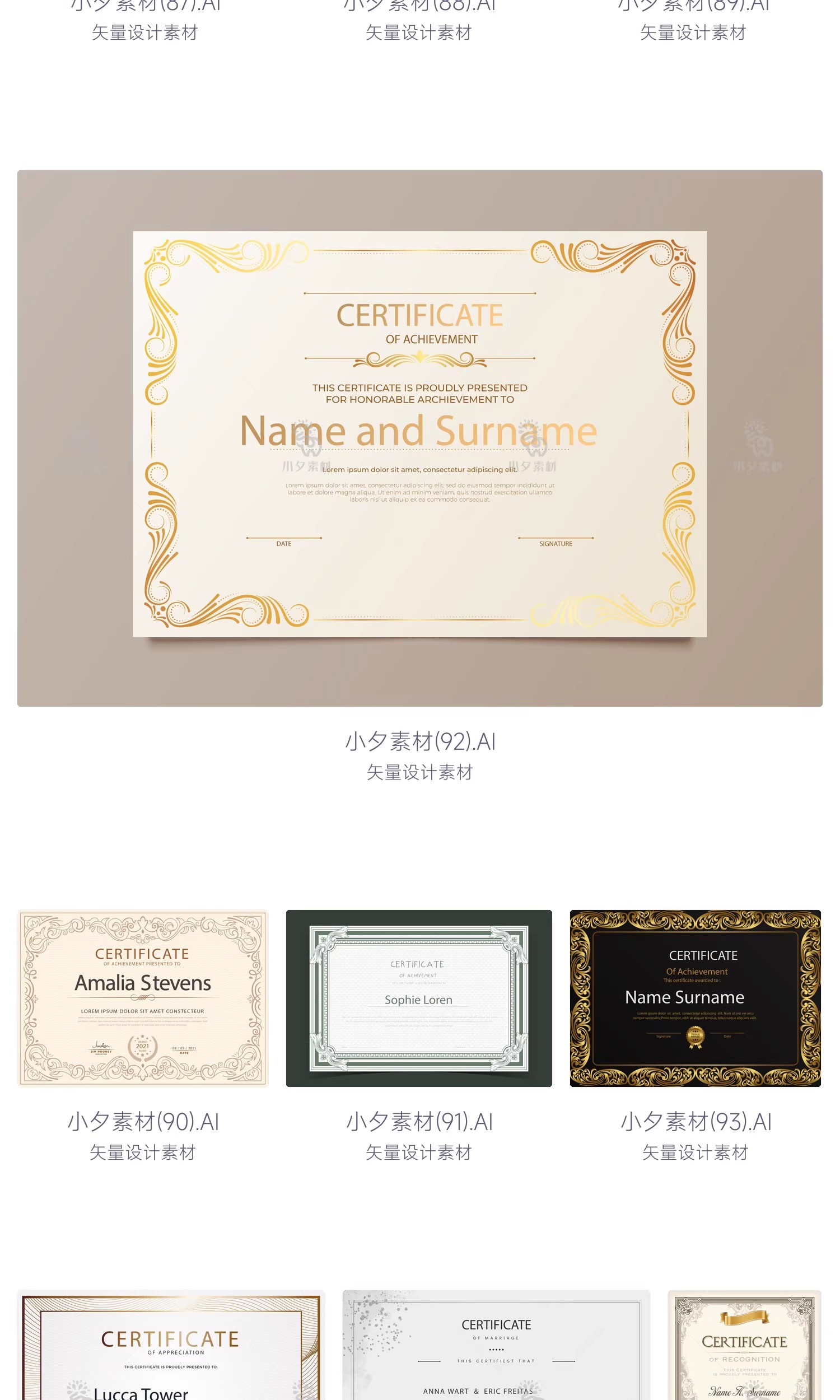 图片[14]-复古欧式花纹边框授权书资质荣誉认证获奖证书模板AI矢量设计素材-大怪兽分享