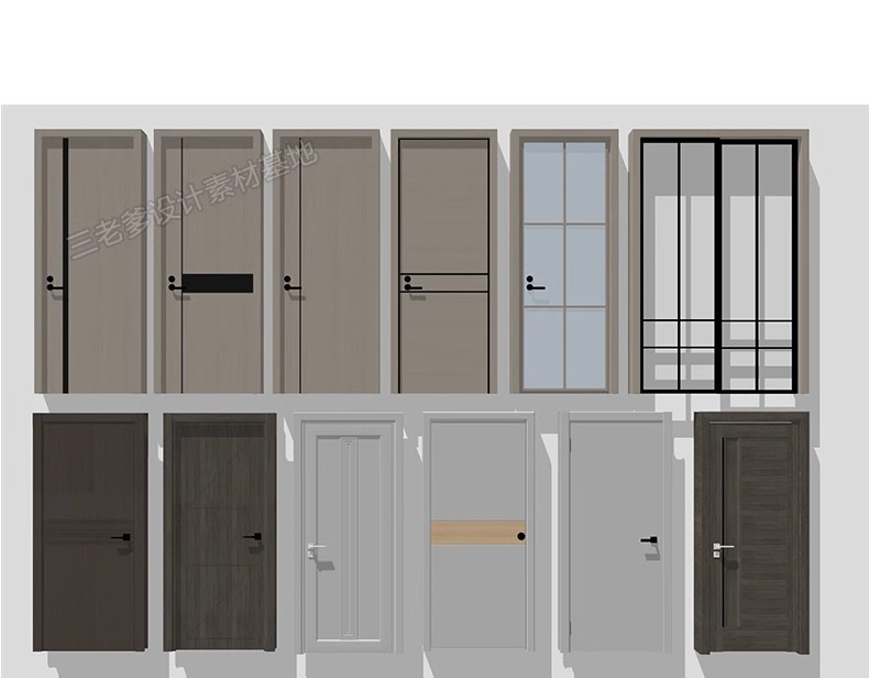 图片[10]-2600套，现代室内卧室单双开实木玻璃推拉门SU模型防盗移门谷仓门草图大师-大怪兽分享
