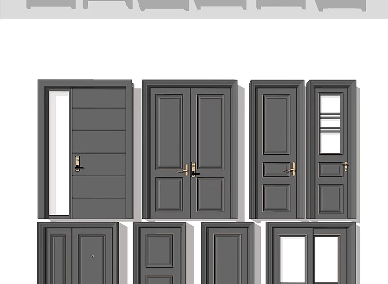 图片[11]-2600套，现代室内卧室单双开实木玻璃推拉门SU模型防盗移门谷仓门草图大师-大怪兽分享