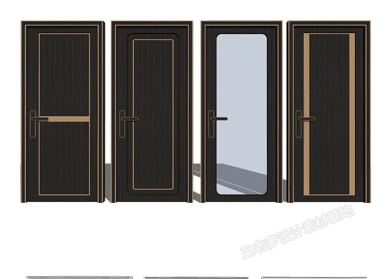 图片[15]-2600套，现代室内卧室单双开实木玻璃推拉门SU模型防盗移门谷仓门草图大师-大怪兽分享