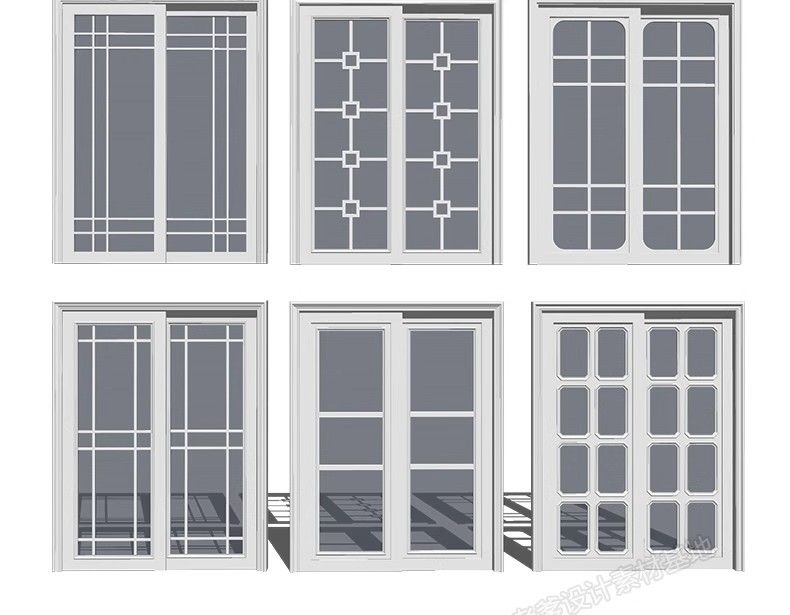 图片[16]-2600套，现代室内卧室单双开实木玻璃推拉门SU模型防盗移门谷仓门草图大师-大怪兽分享