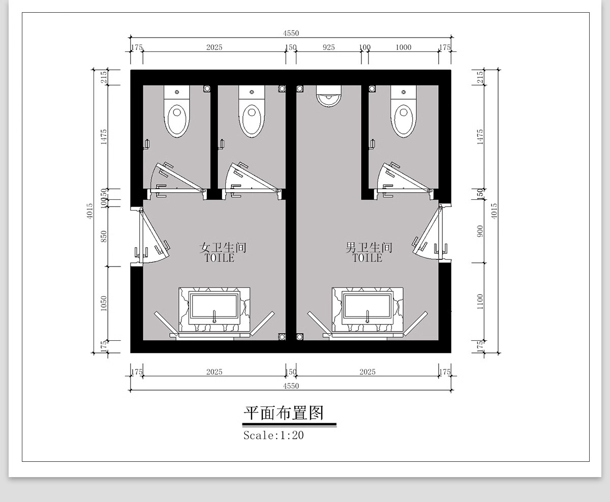 图片[14]-180套，厕所公厕建筑公共卫生间CAD施工图 户外洗手间平面布置方案布局图-大怪兽分享