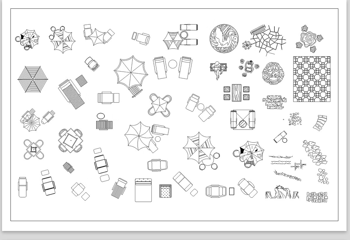 图片[14]-30套，户外园林景观小品CAD平面图例 公园游乐设施庭院座椅亭子施工图库-大怪兽分享
