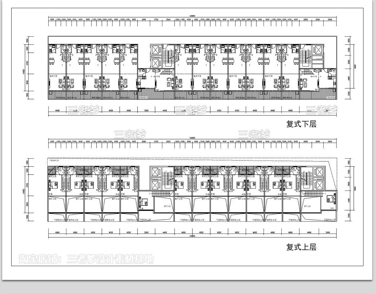 图片[16]-22组，公寓CAD图库建筑户型图集平面图标准房型参考住宅平层施工图纸-大怪兽分享