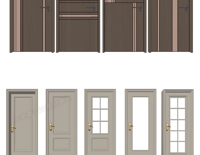 图片[21]-2600套，现代室内卧室单双开实木玻璃推拉门SU模型防盗移门谷仓门草图大师-大怪兽分享