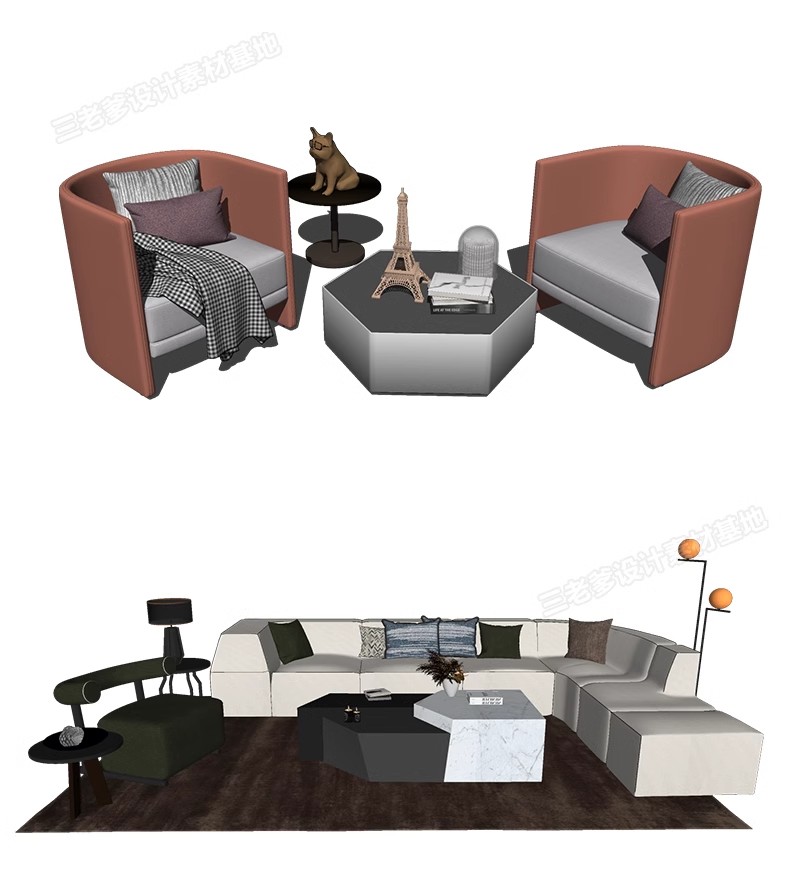 图片[21]-现代北欧沙发SU模型 客厅多人转角双人异形单人布艺沙发草图大师-大怪兽分享