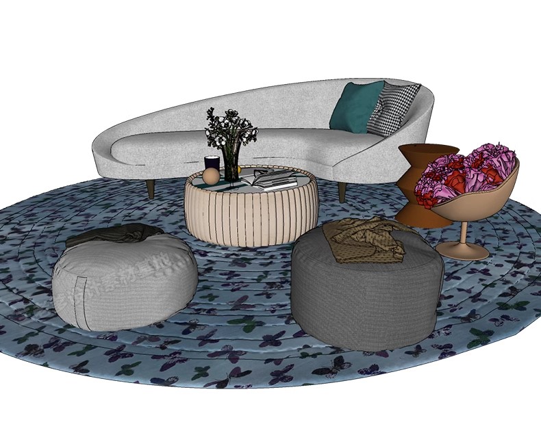 图片[23]-现代北欧沙发SU模型 客厅多人转角双人异形单人布艺沙发草图大师-大怪兽分享