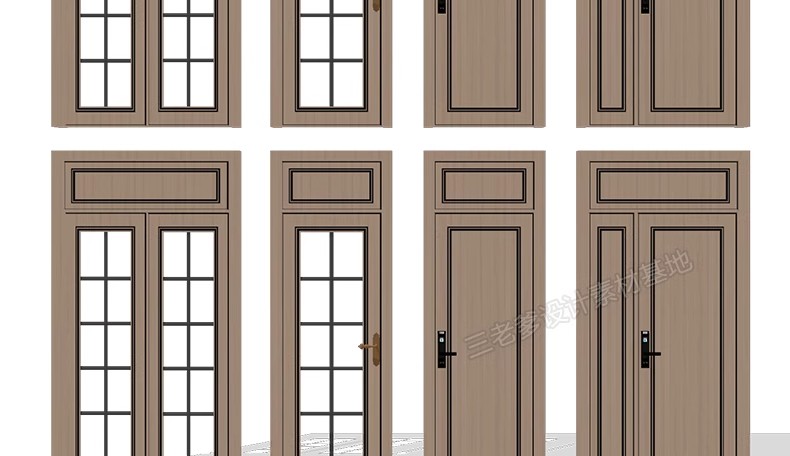 图片[24]-2600套，现代室内卧室单双开实木玻璃推拉门SU模型防盗移门谷仓门草图大师-大怪兽分享