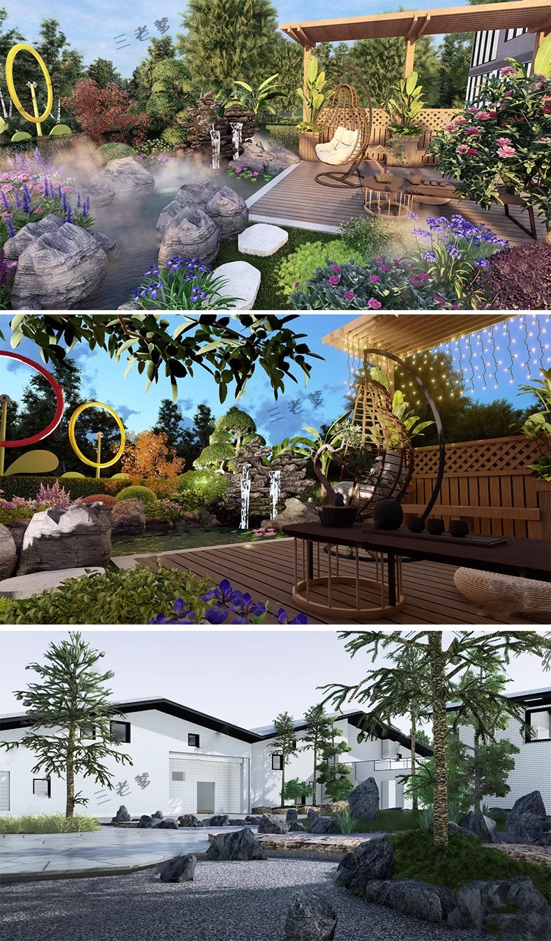 图片[25]-7600套，草图大师SU模型新中式日式别墅庭院入户花园屋顶露台园林景观CAD-大怪兽分享