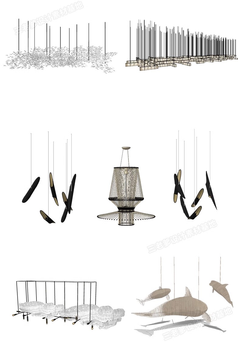 图片[25]-草图大师现代轻奢金属吊灯艺术异形灯水晶客厅餐厅灯具组合SU模型-大怪兽分享