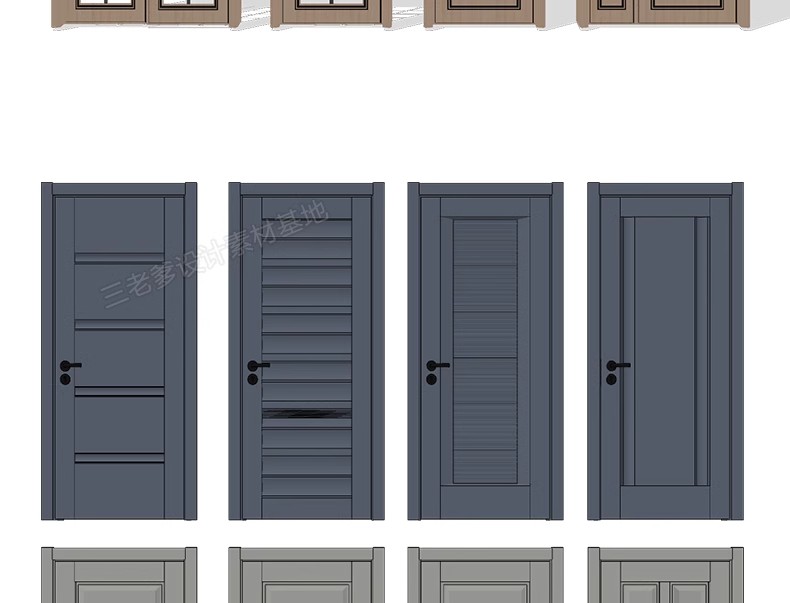 图片[25]-2600套，现代室内卧室单双开实木玻璃推拉门SU模型防盗移门谷仓门草图大师-大怪兽分享