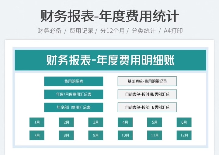图片[14]-财务报表企业月季年度明细收支公司会计利润出纳记账excel模版格-大怪兽分享