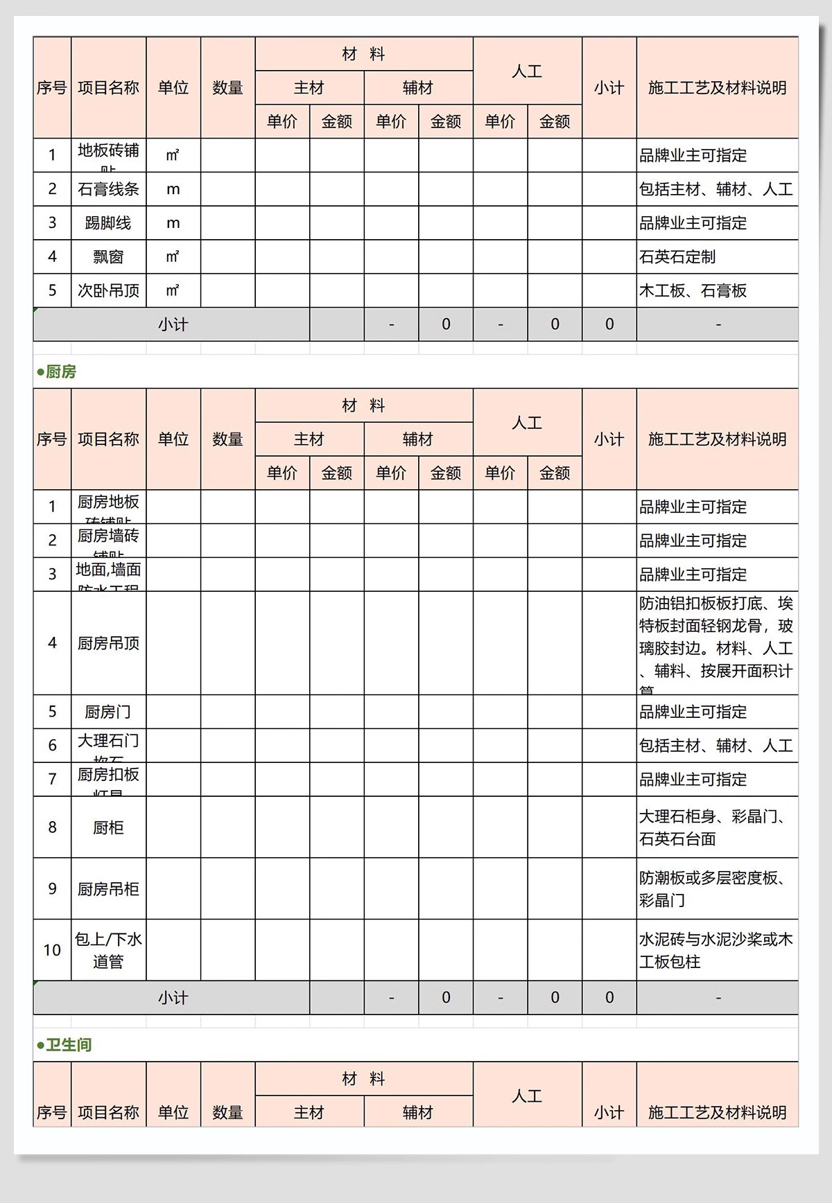 图片[15]-2025装修预算报价表家装工装公司材料价格表模板施工清单半包全包-大怪兽分享