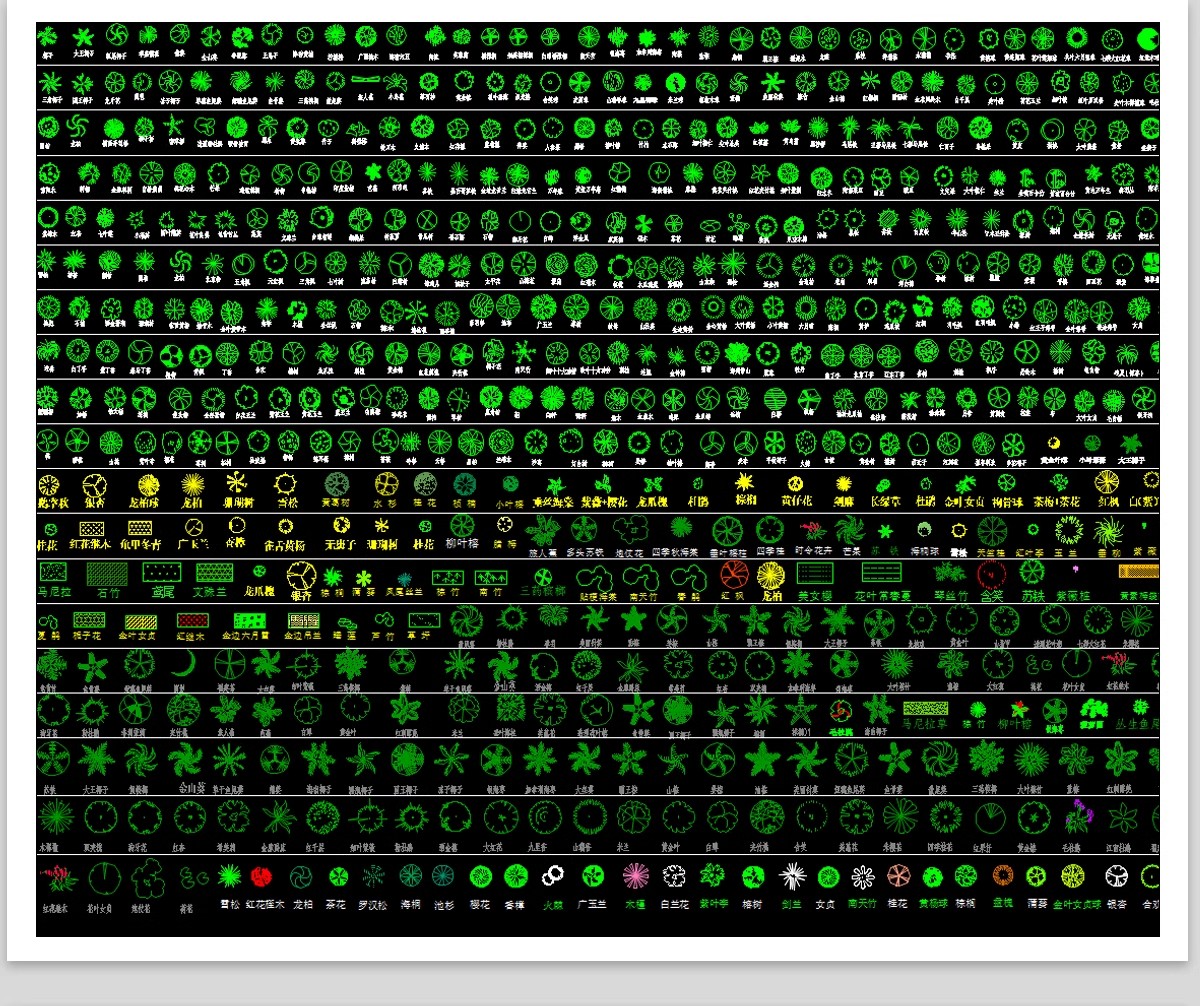 图片[17]-园林景观设计CAD植物图块人物平面立面铺装拼花施工图库图例素材-大怪兽分享
