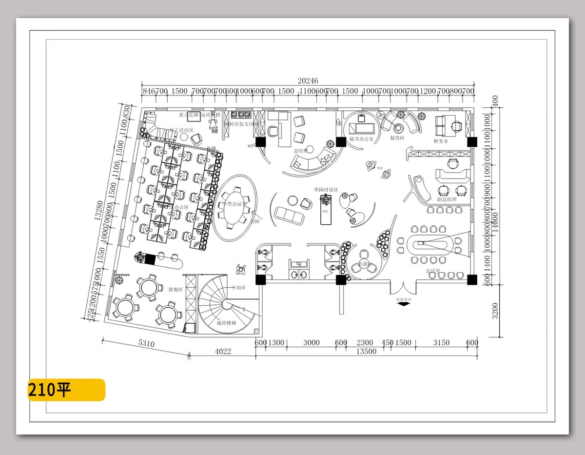 图片[17]-办公空间平面布置图 现代办公室工作室方案设计图纸室内CAD施工图-大怪兽分享