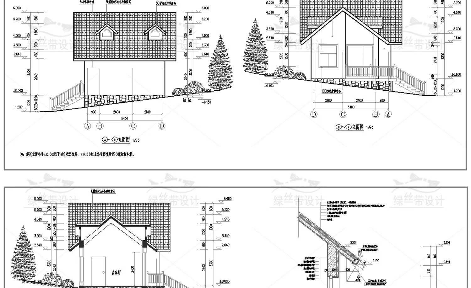 图片[15]-园林景观小 木屋木房子景区生态建筑小品做法详图CAD施工图大样图-大怪兽分享