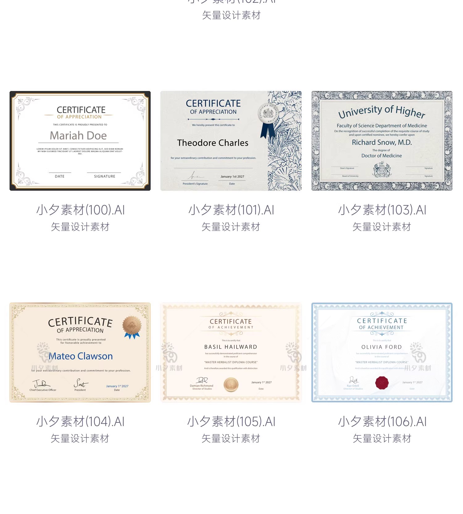 图片[16]-复古欧式花纹边框授权书资质荣誉认证获奖证书模板AI矢量设计素材-大怪兽分享