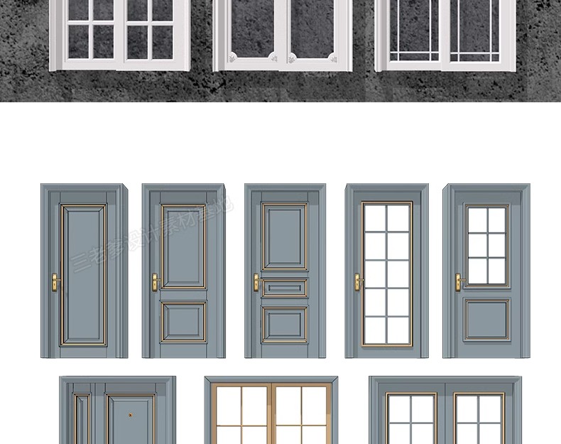 图片[29]-2600套，现代室内卧室单双开实木玻璃推拉门SU模型防盗移门谷仓门草图大师-大怪兽分享