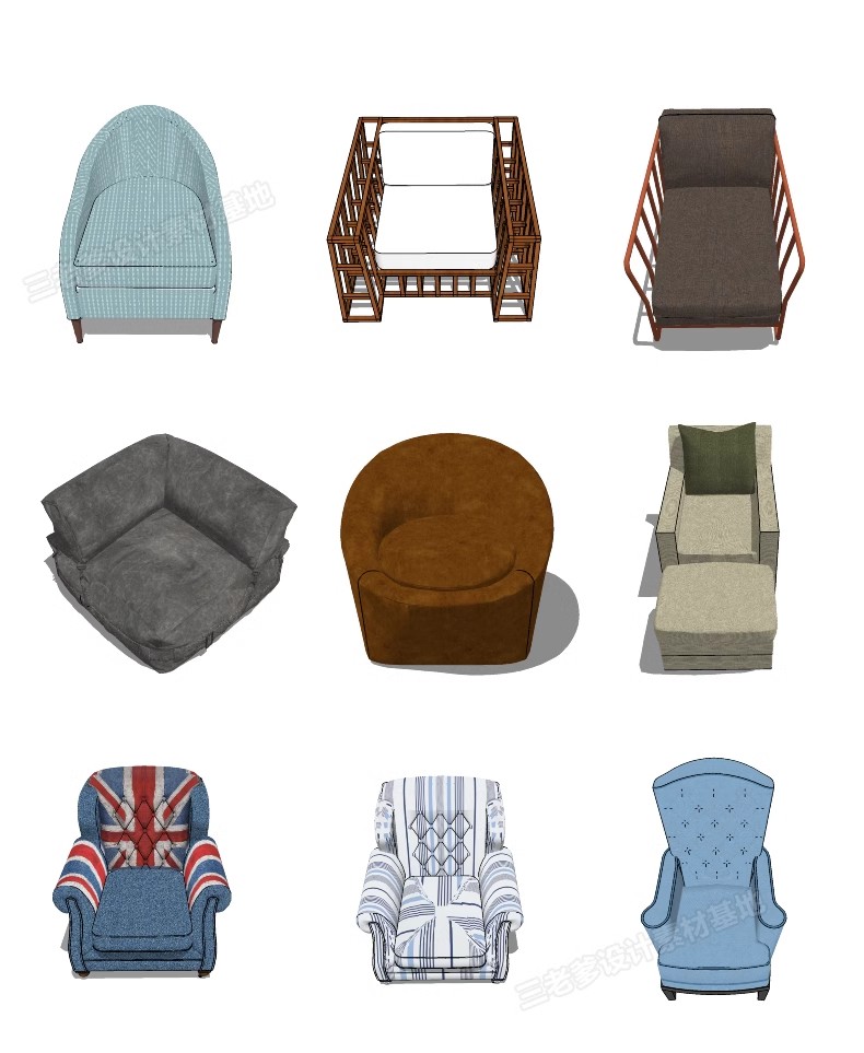 图片[30]-现代北欧沙发SU模型 客厅多人转角双人异形单人布艺沙发草图大师-大怪兽分享