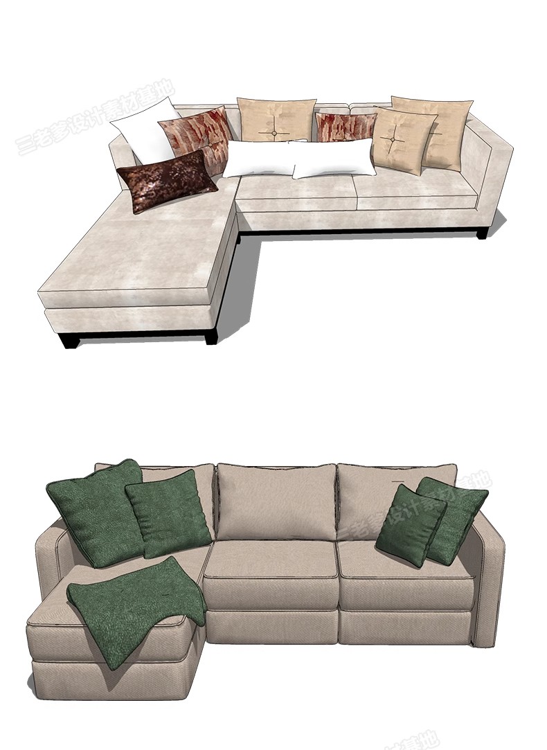 图片[34]-现代北欧沙发SU模型 客厅多人转角双人异形单人布艺沙发草图大师-大怪兽分享