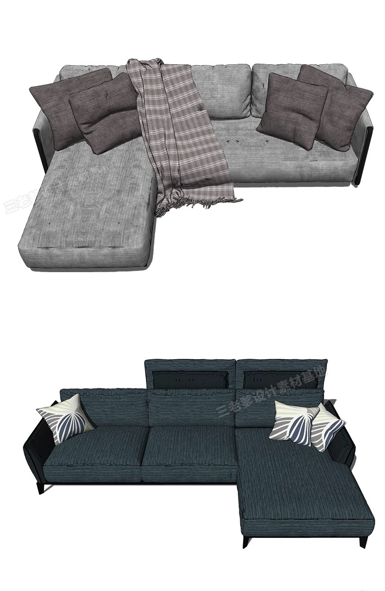 图片[36]-现代北欧沙发SU模型 客厅多人转角双人异形单人布艺沙发草图大师-大怪兽分享