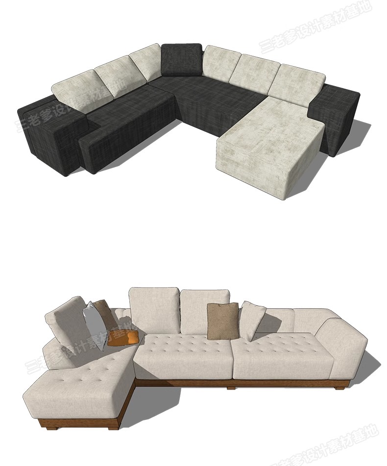 图片[37]-现代北欧沙发SU模型 客厅多人转角双人异形单人布艺沙发草图大师-大怪兽分享