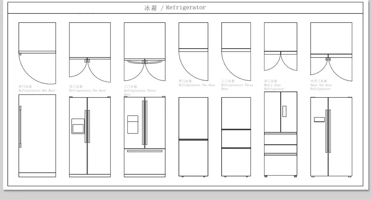 图片[17]-室内设计极简电器家具厨房卫浴cad图块图库平面立面模型库网红CAD-大怪兽分享