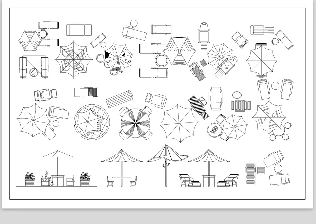 图片[16]-30套，户外园林景观小品CAD平面图例 公园游乐设施庭院座椅亭子施工图库-大怪兽分享