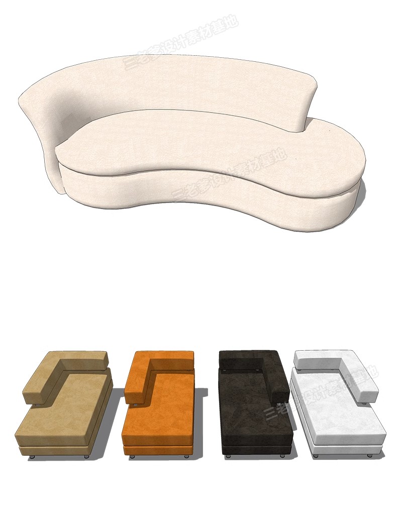 图片[40]-现代北欧沙发SU模型 客厅多人转角双人异形单人布艺沙发草图大师-大怪兽分享