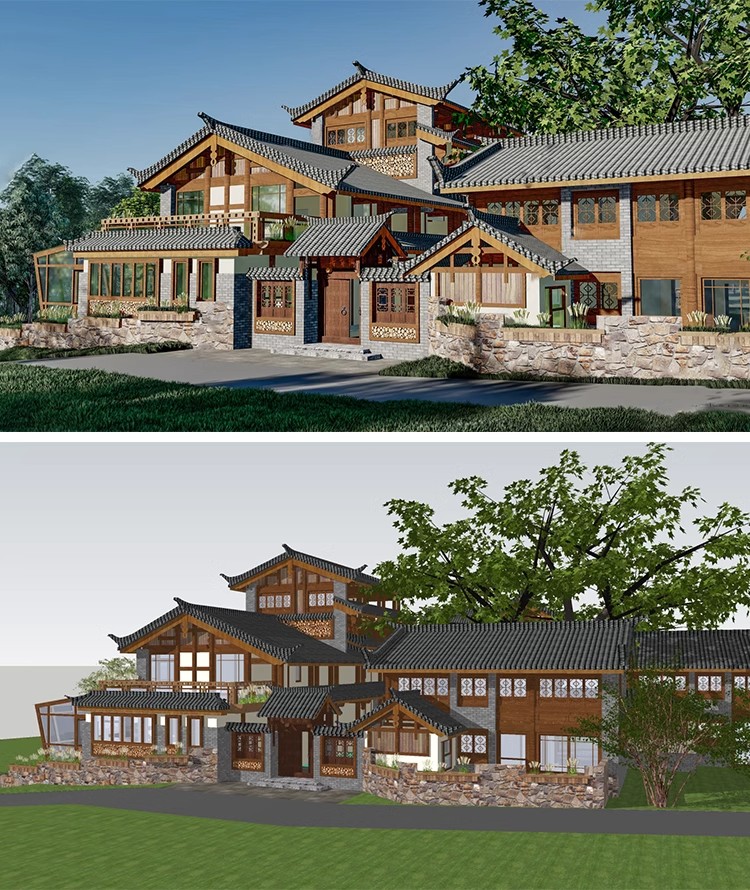 图片[24]-草图大师民宿度假村酒店中式现代别墅客栈旅游创意外观建筑SU模型-大怪兽分享