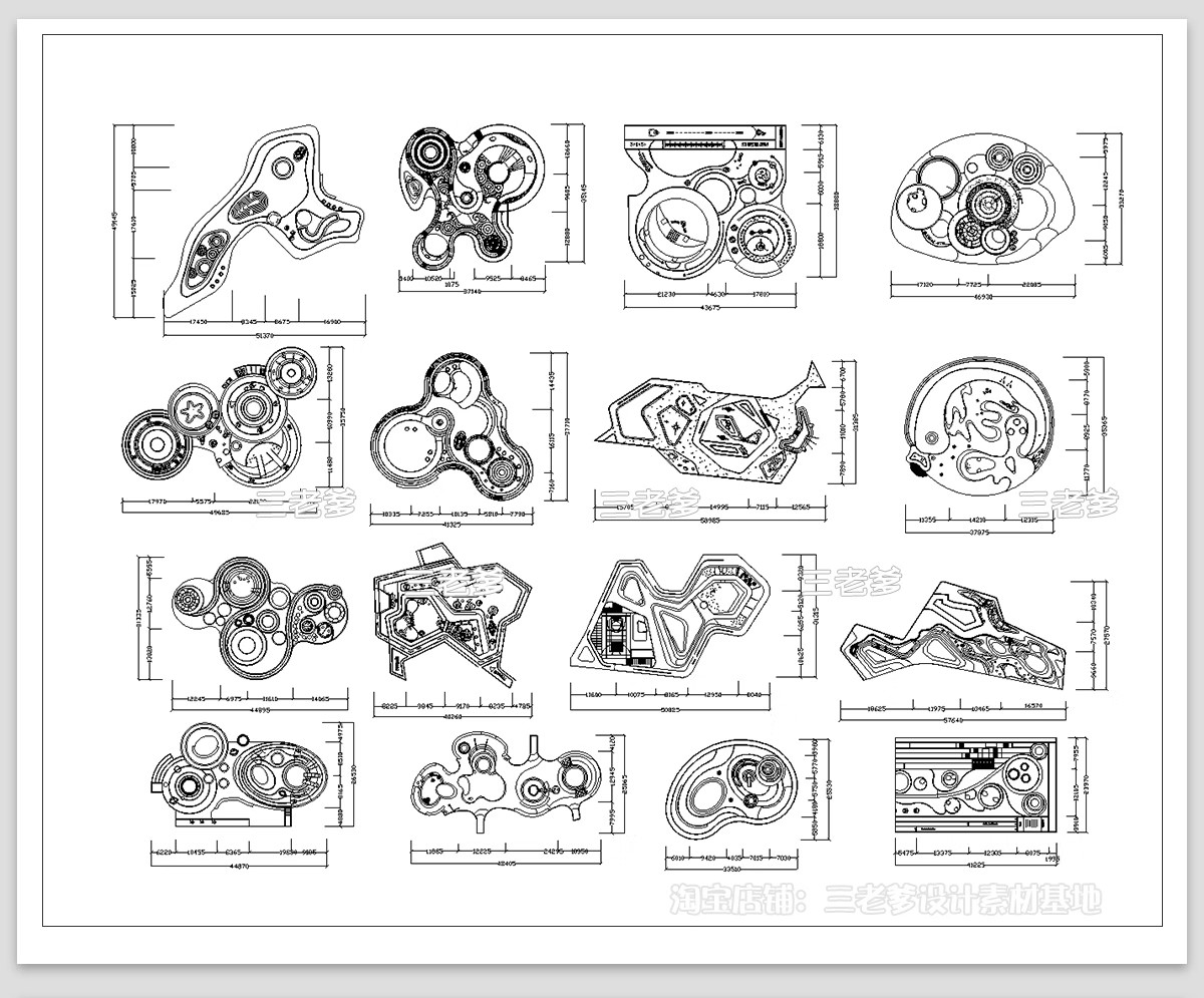 图片[17]-30套，户外园林景观小品CAD平面图例 公园游乐设施庭院座椅亭子施工图库-大怪兽分享