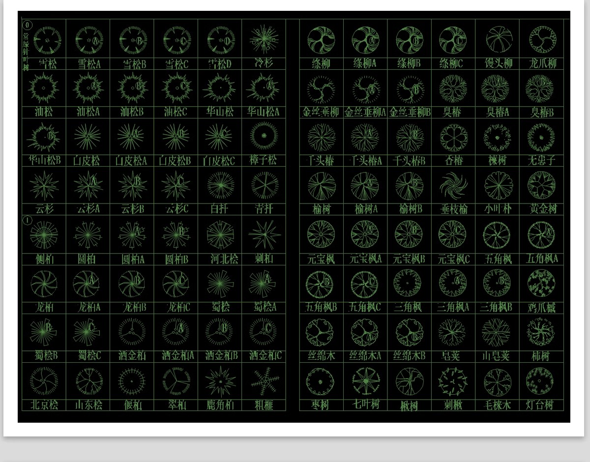 图片[19]-园林景观设计CAD植物图块人物平面立面铺装拼花施工图库图例素材-大怪兽分享