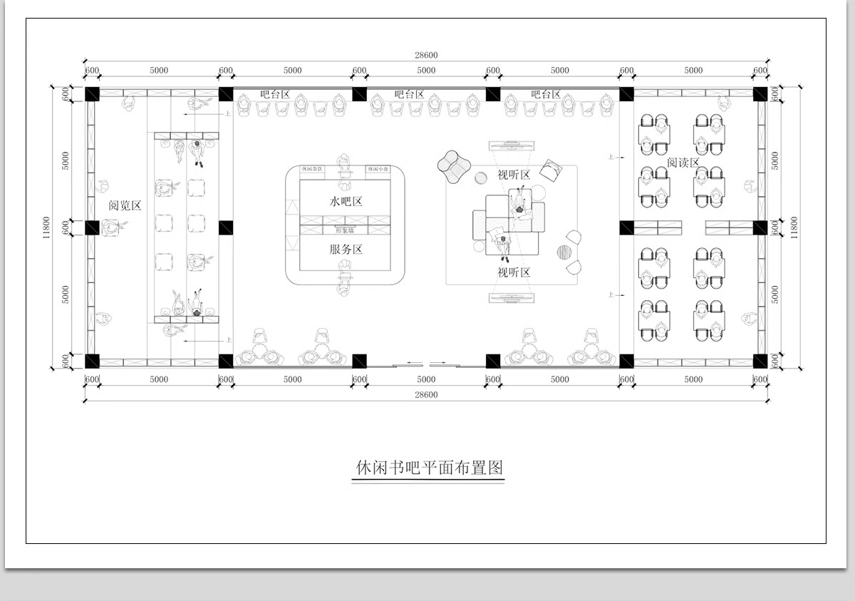 图片[19]-图书馆书吧书咖CAD平面布局图施工图 学校休闲文化阅读室室内设计-大怪兽分享