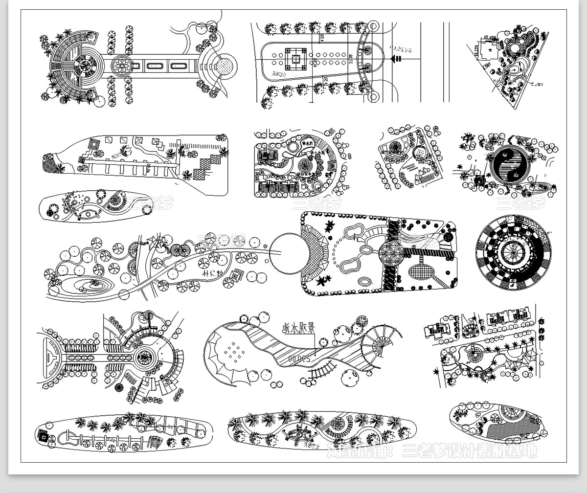 图片[18]-30套，户外园林景观小品CAD平面图例 公园游乐设施庭院座椅亭子施工图库-大怪兽分享