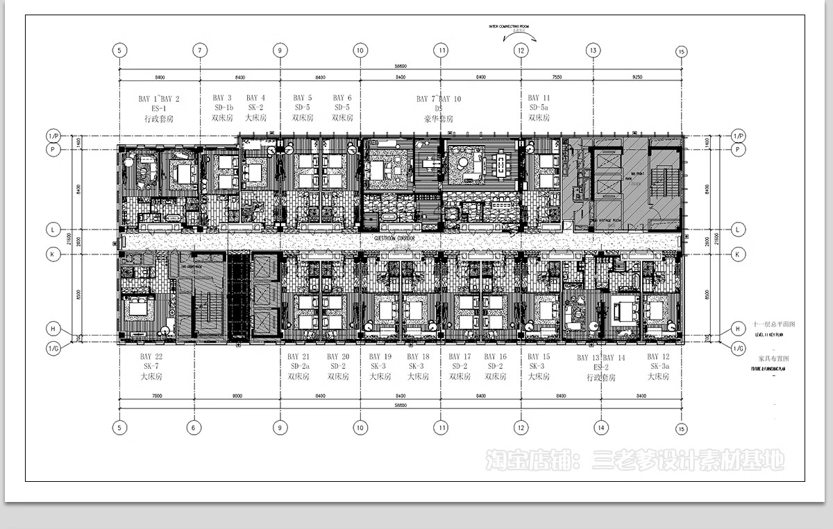 图片[18]-酒店大堂客房标间CAD图库 工装宾馆平面布置方案图块素材施工图-大怪兽分享