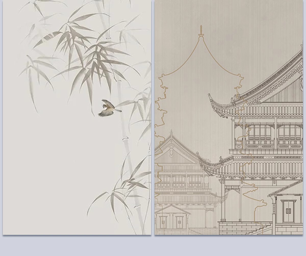图片[20]-中式新中式壁画山水花鸟建筑背景墙壁纸装饰画高清材质SU贴图素材-大怪兽分享