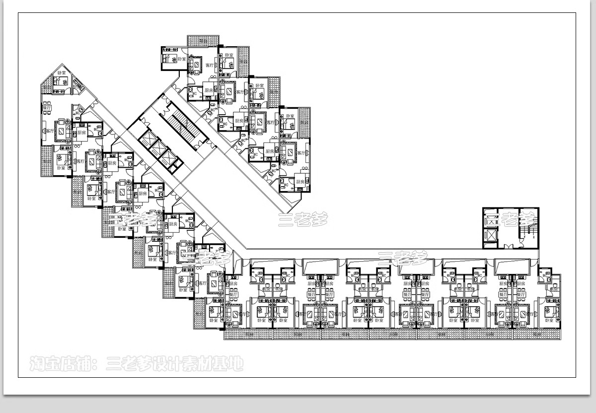 图片[20]-22组，公寓CAD图库建筑户型图集平面图标准房型参考住宅平层施工图纸-大怪兽分享