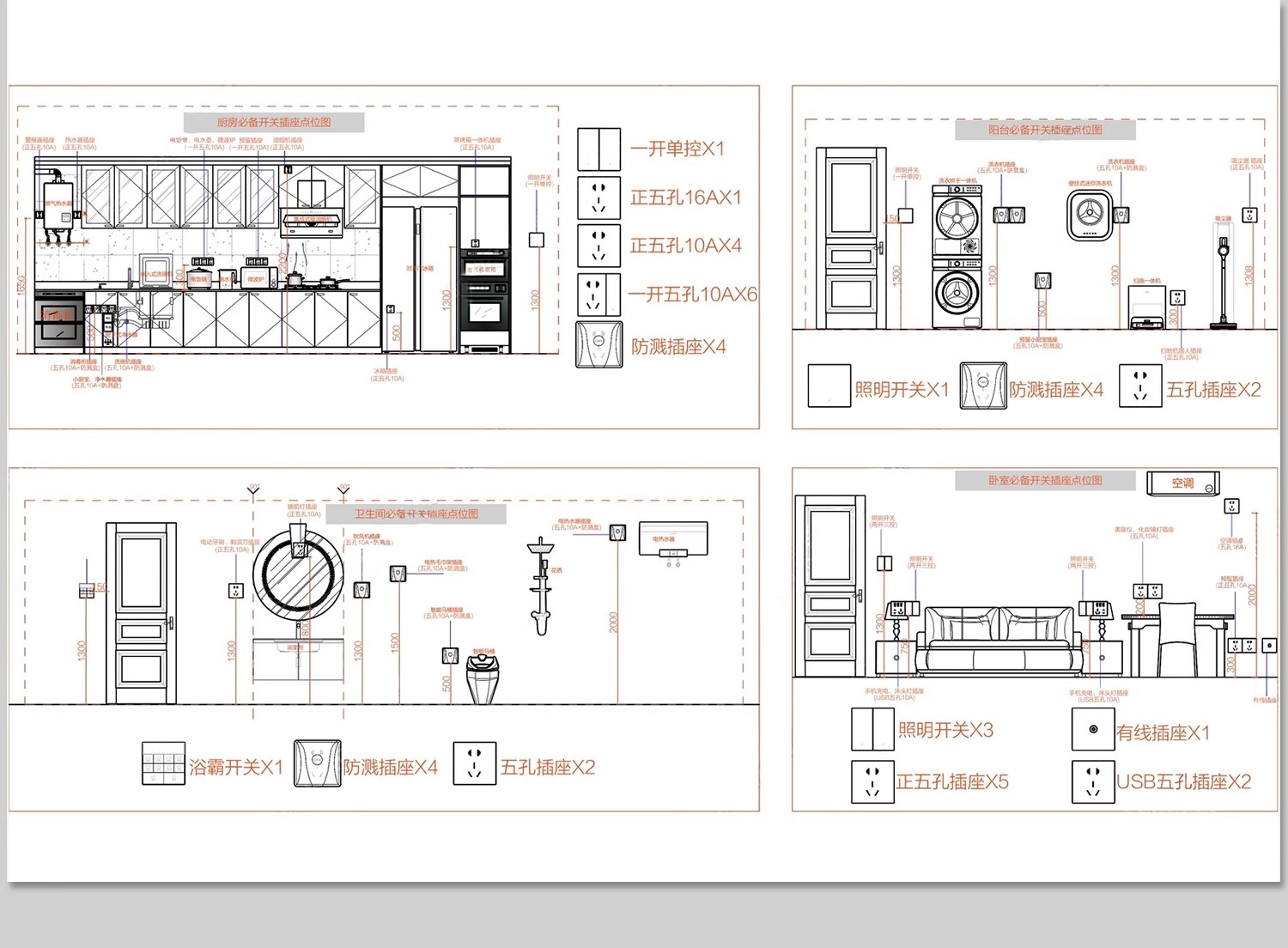 图片[17]-全屋机电连线图及开关插座水电点位灯具图例CAD图库施工图dwg图块-大怪兽分享