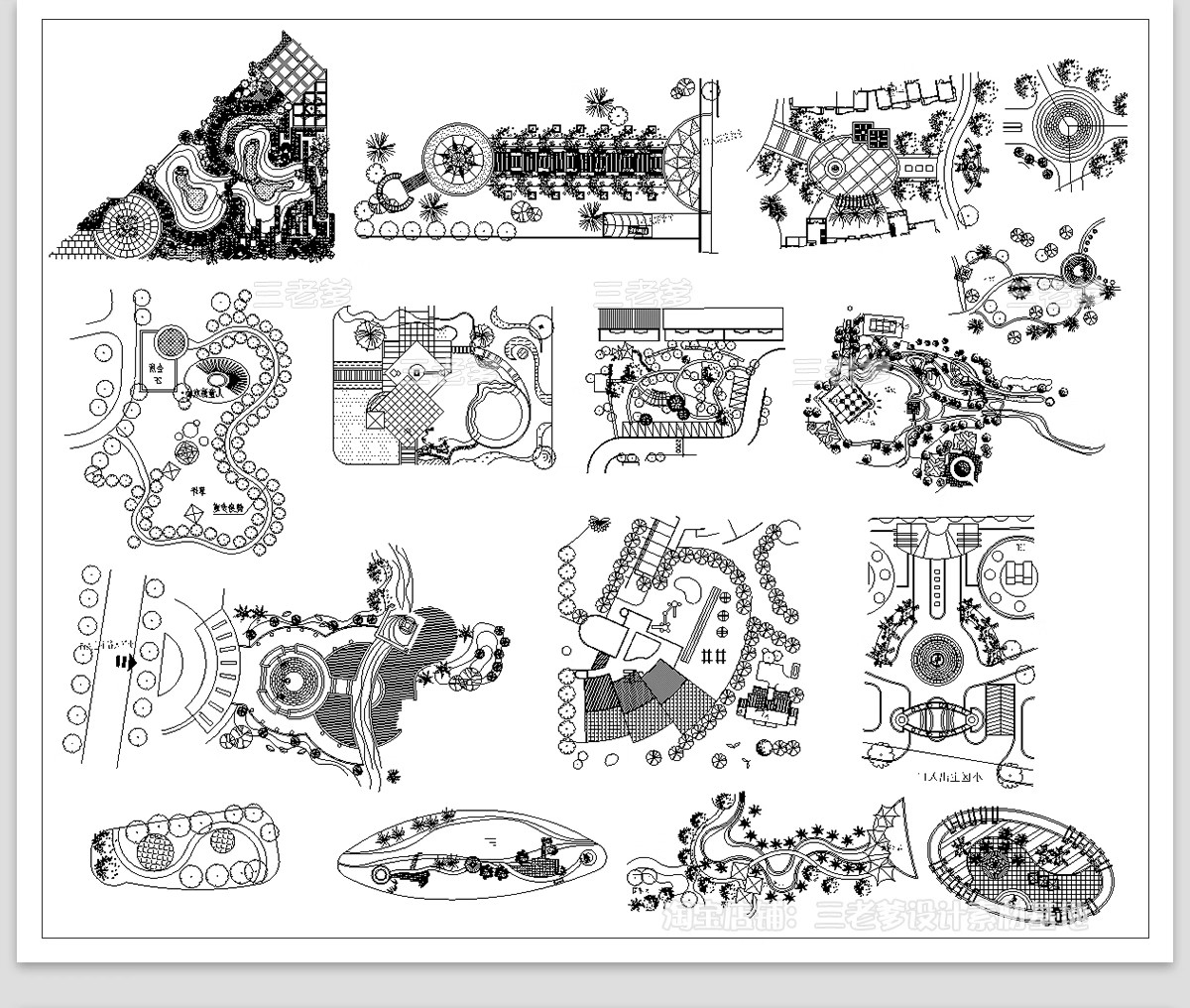 图片[19]-30套，户外园林景观小品CAD平面图例 公园游乐设施庭院座椅亭子施工图库-大怪兽分享