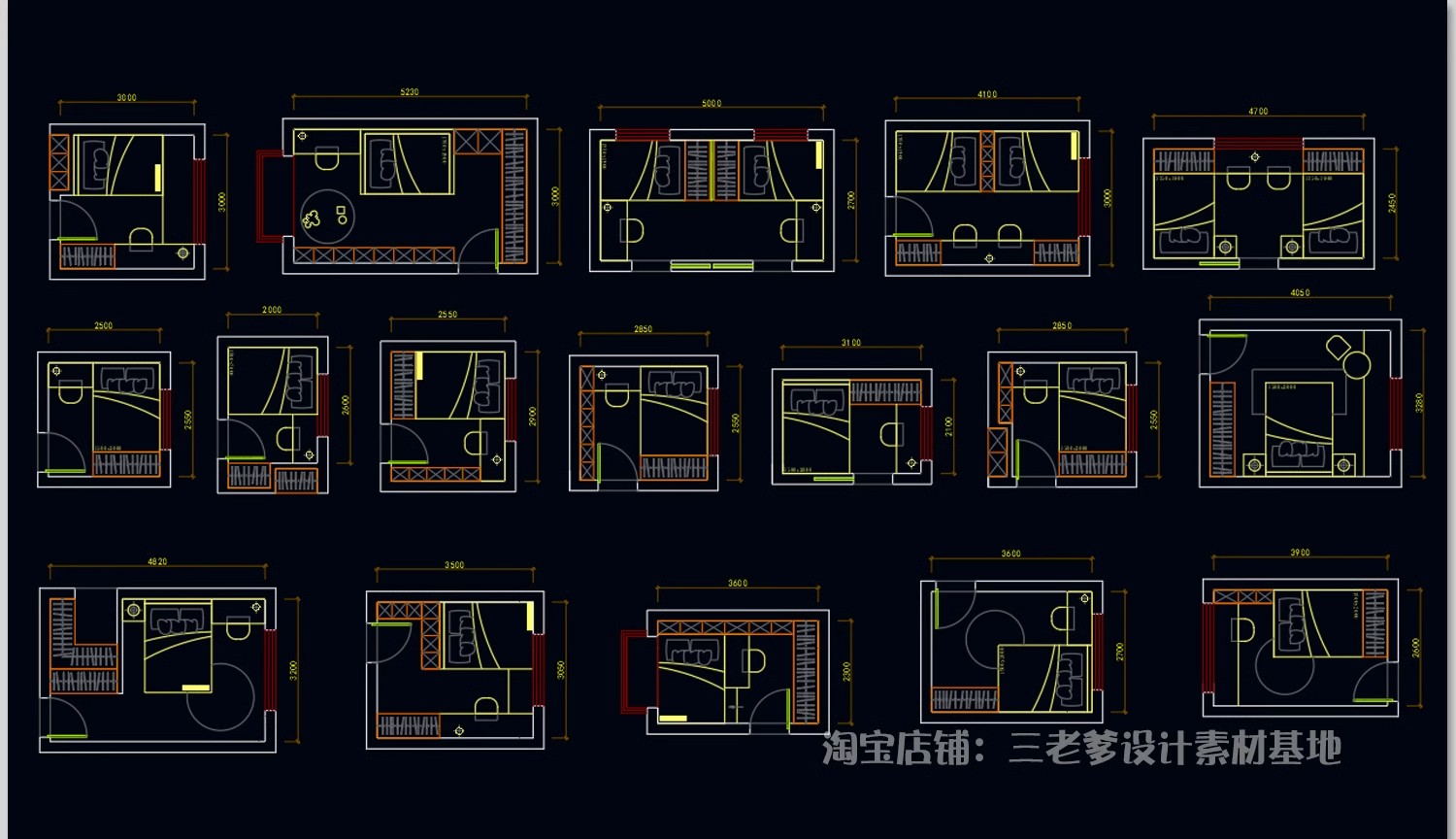 图片[21]-家装客厅餐厅卧室厨房卫生间卧室图纸CAD平面布局图模块图库素材-大怪兽分享