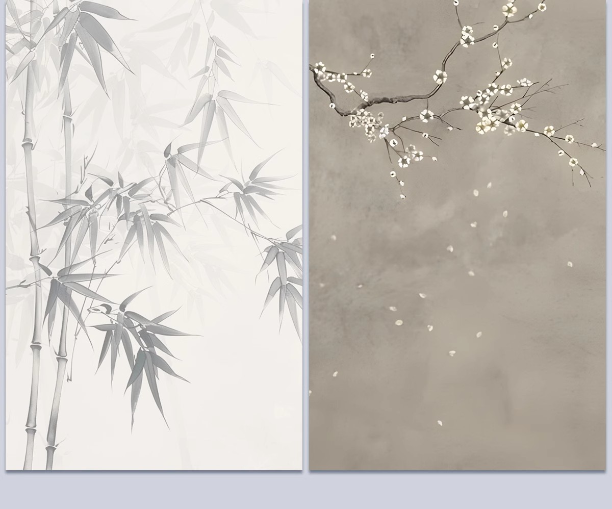 图片[21]-中式新中式壁画山水花鸟建筑背景墙壁纸装饰画高清材质SU贴图素材-大怪兽分享