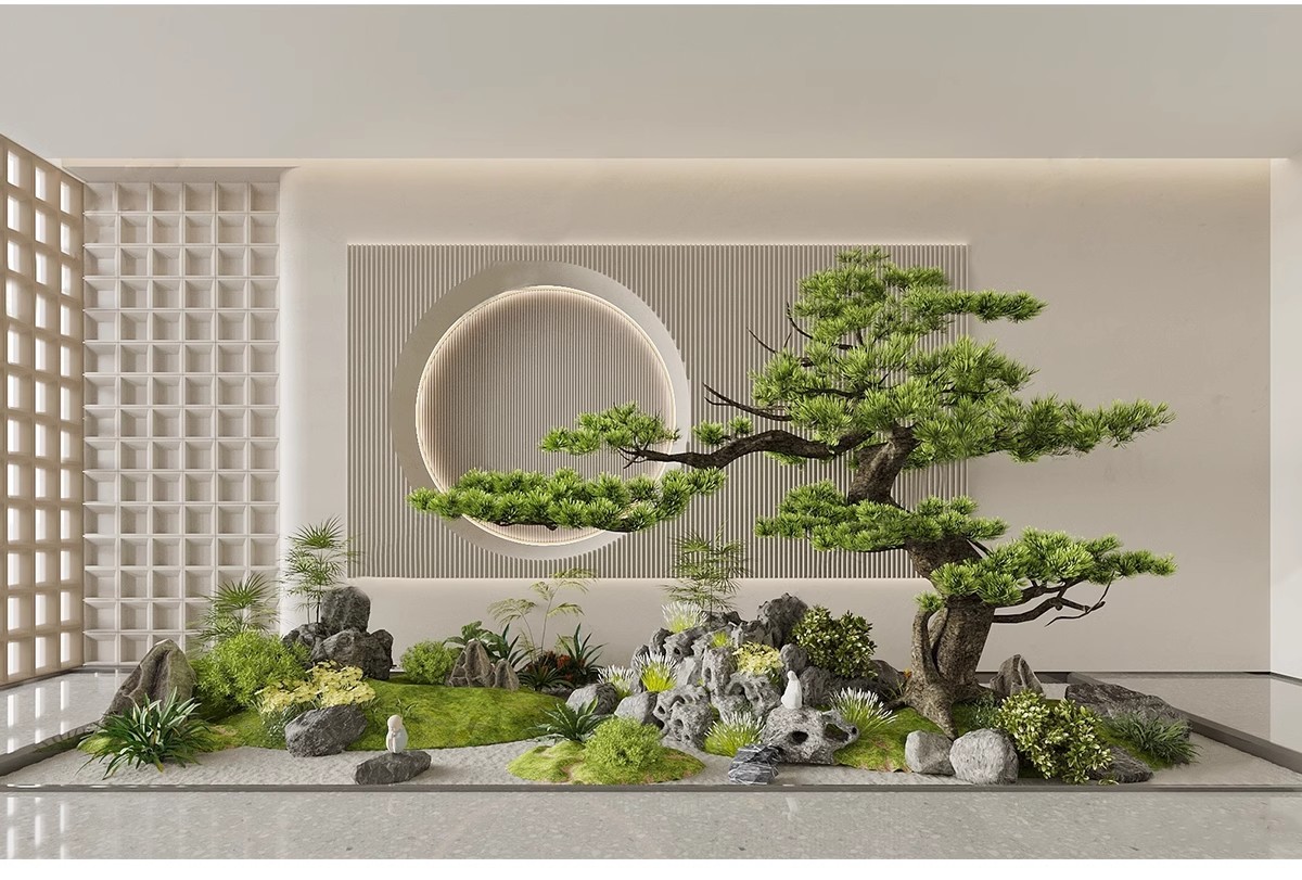 图片[21]-室内造景SU模型现代禅意新中式日式庭院小品别墅天井植物草图大师-大怪兽分享