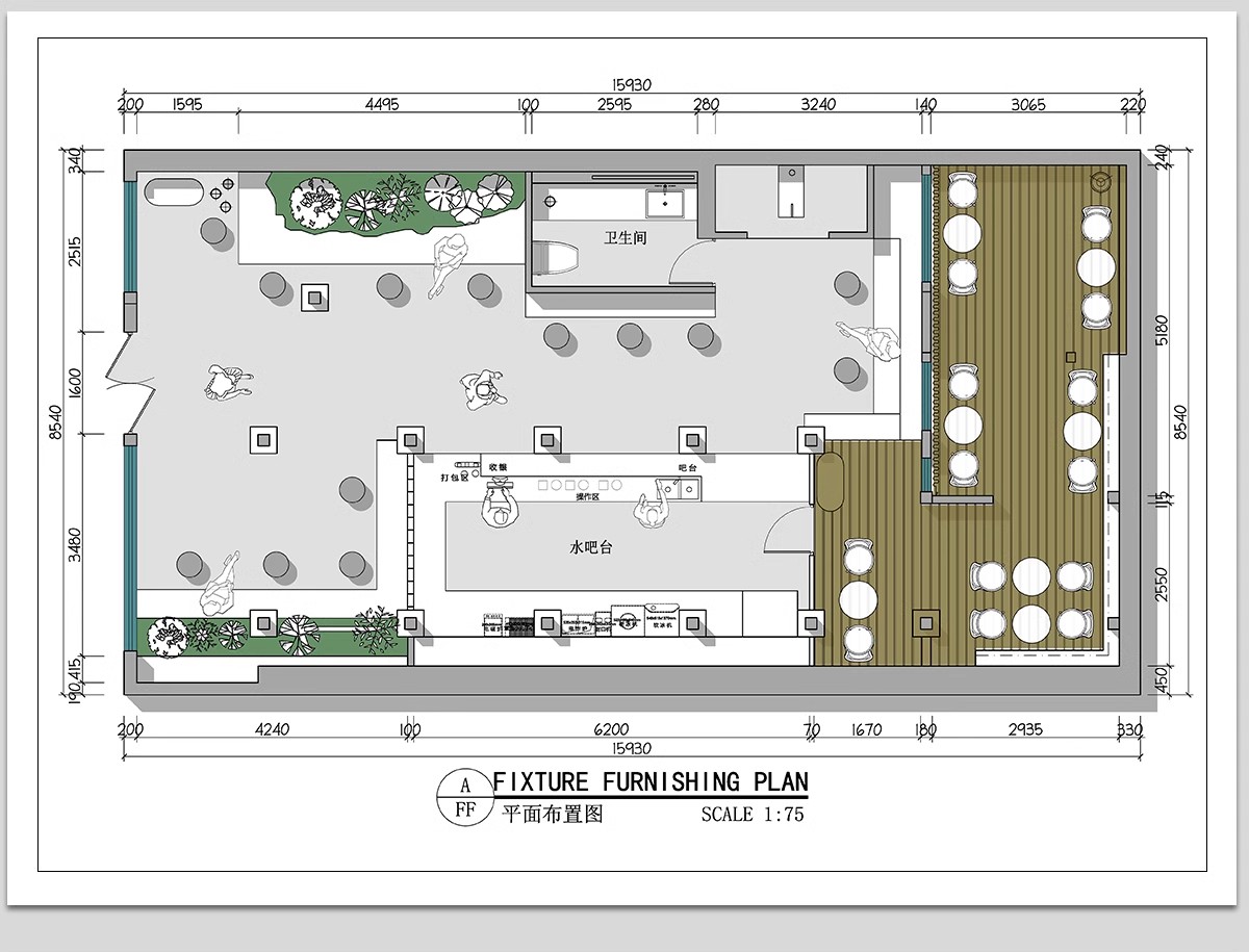 图片[20]-150套，咖啡厅咖啡馆CAD空间布局方案 奶茶店施工平面布置图店铺装修设计-大怪兽分享