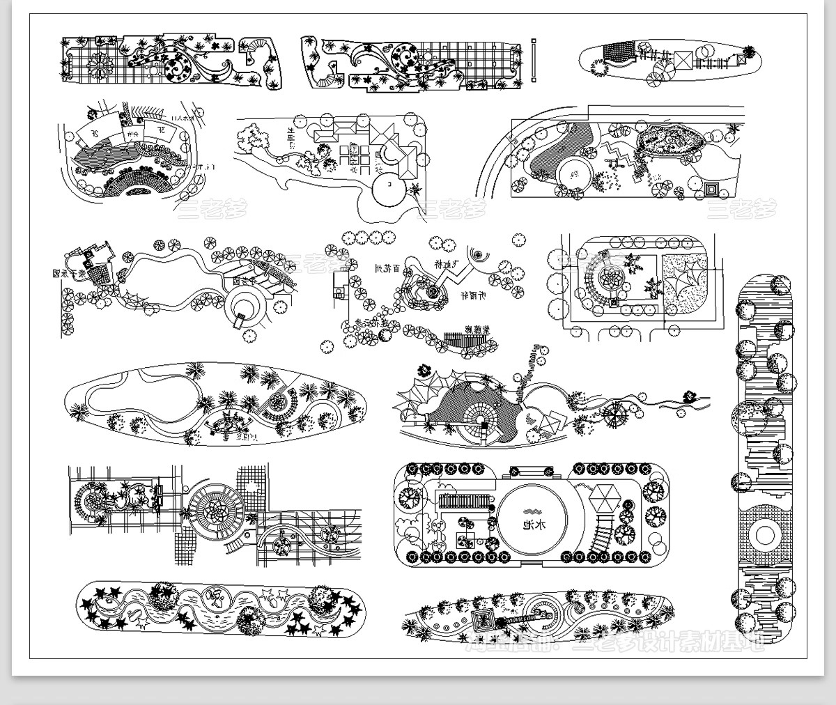图片[20]-30套，户外园林景观小品CAD平面图例 公园游乐设施庭院座椅亭子施工图库-大怪兽分享