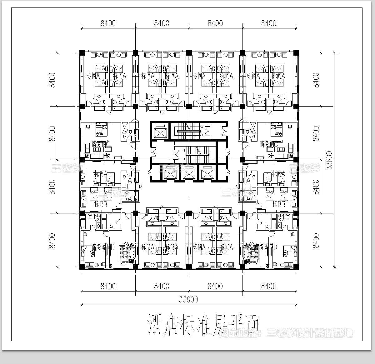 图片[20]-酒店大堂客房标间CAD图库 工装宾馆平面布置方案图块素材施工图-大怪兽分享