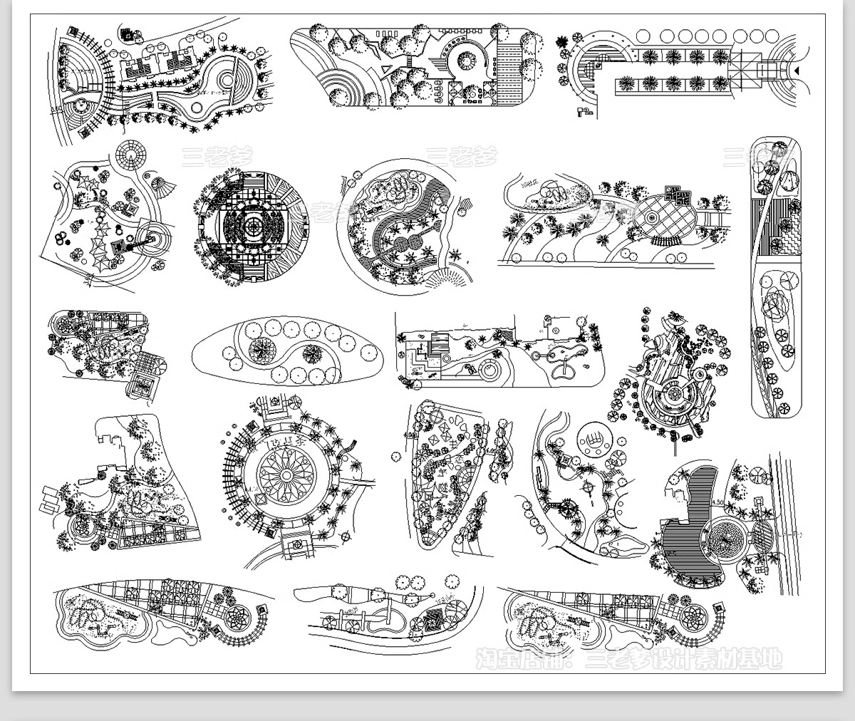 图片[21]-30套，户外园林景观小品CAD平面图例 公园游乐设施庭院座椅亭子施工图库-大怪兽分享