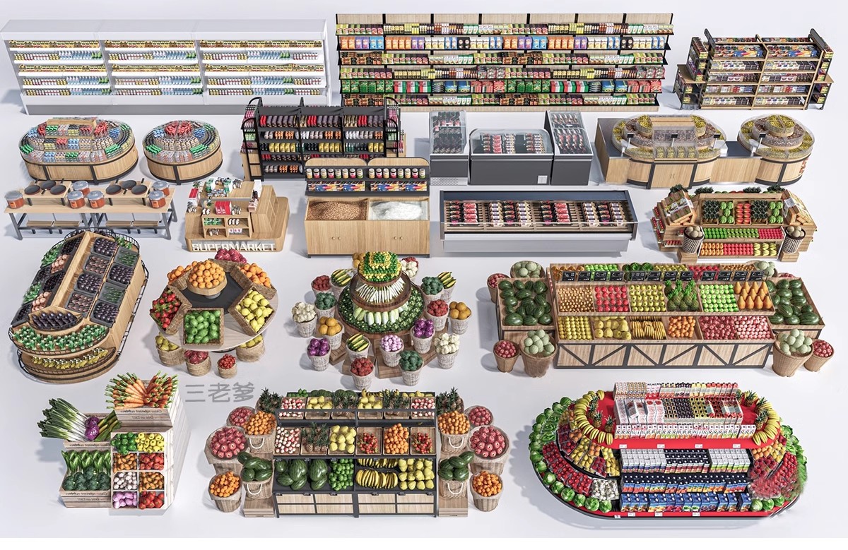 图片[23]-陈列架货架SU模型超市商场零食便利店展架杂货展示柜架子店铺素材-大怪兽分享