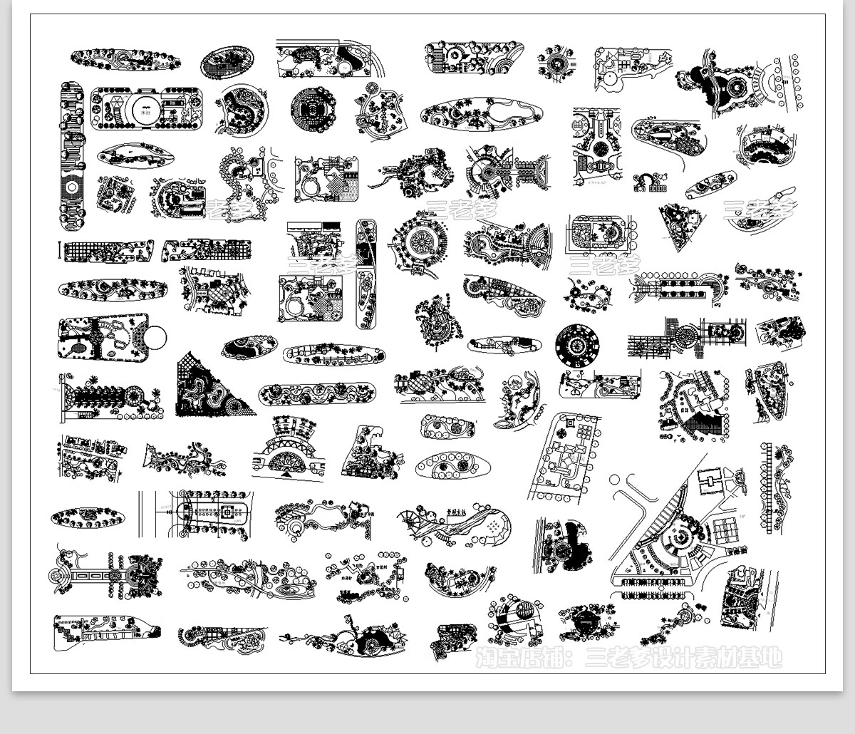 图片[22]-30套，户外园林景观小品CAD平面图例 公园游乐设施庭院座椅亭子施工图库-大怪兽分享