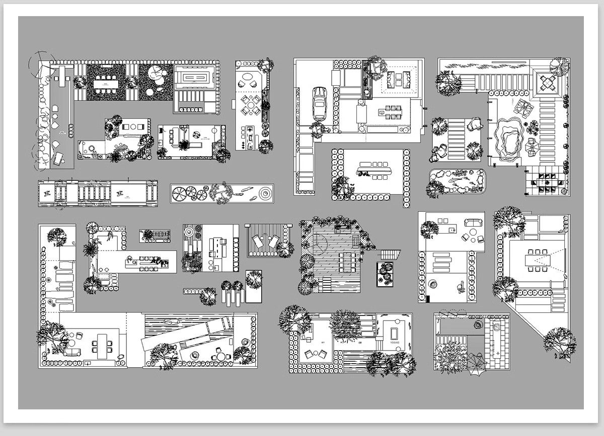 图片[2]-90套，别墅庭院景观CAD施工图库户外枯山水造景小品微地形假山绿植图块-大怪兽分享