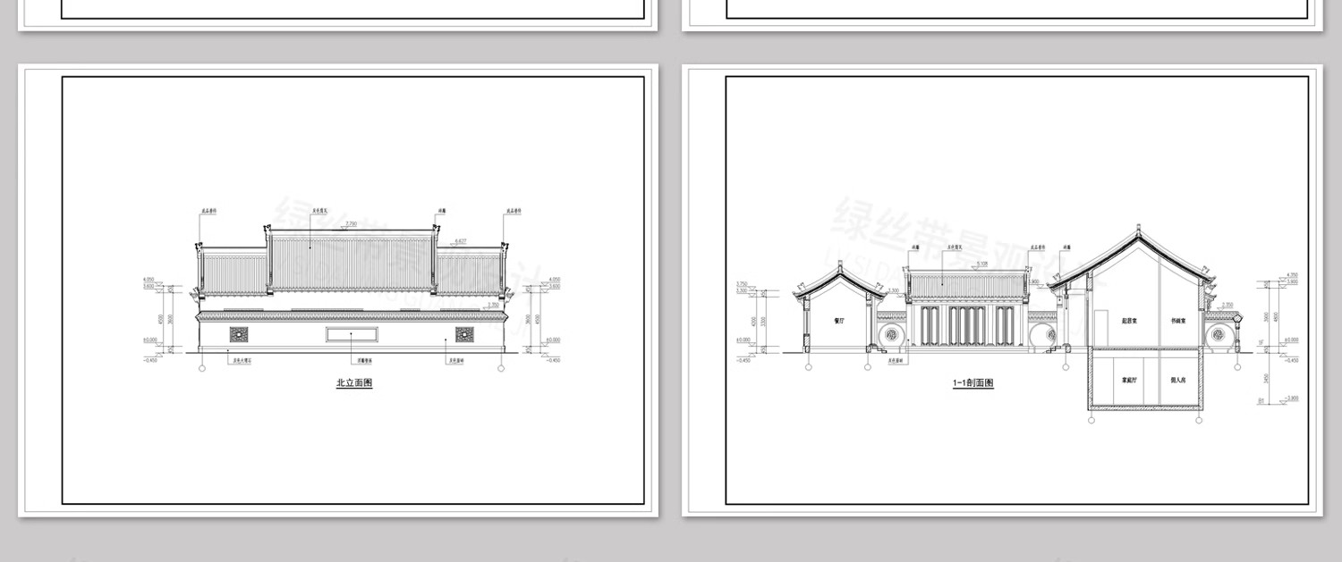 图片[23]-四合院三合院农村自建房新中式平面图仿古建筑设计图纸CAD施工图-大怪兽分享